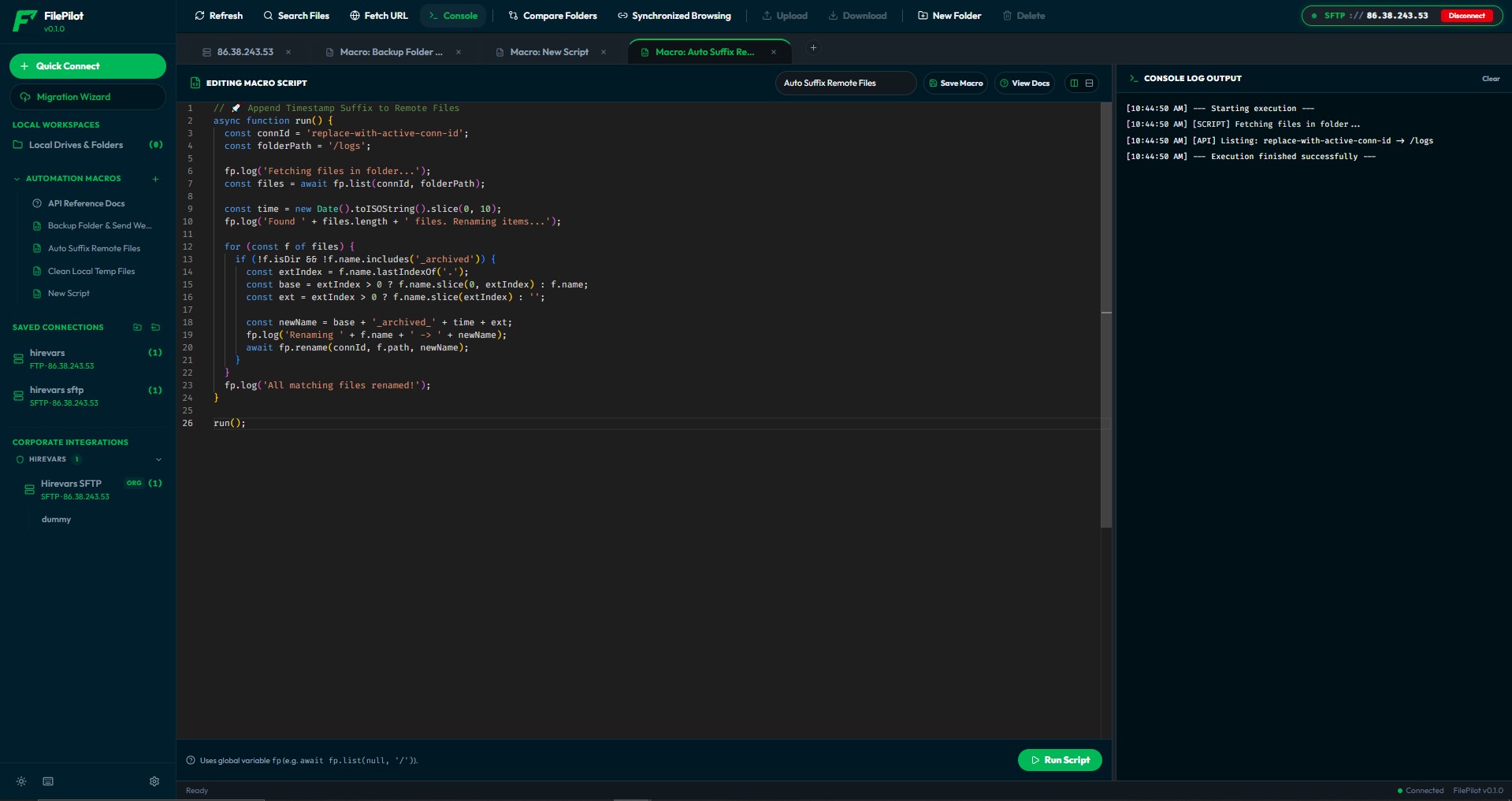 JavaScript Macro Editor & Automation